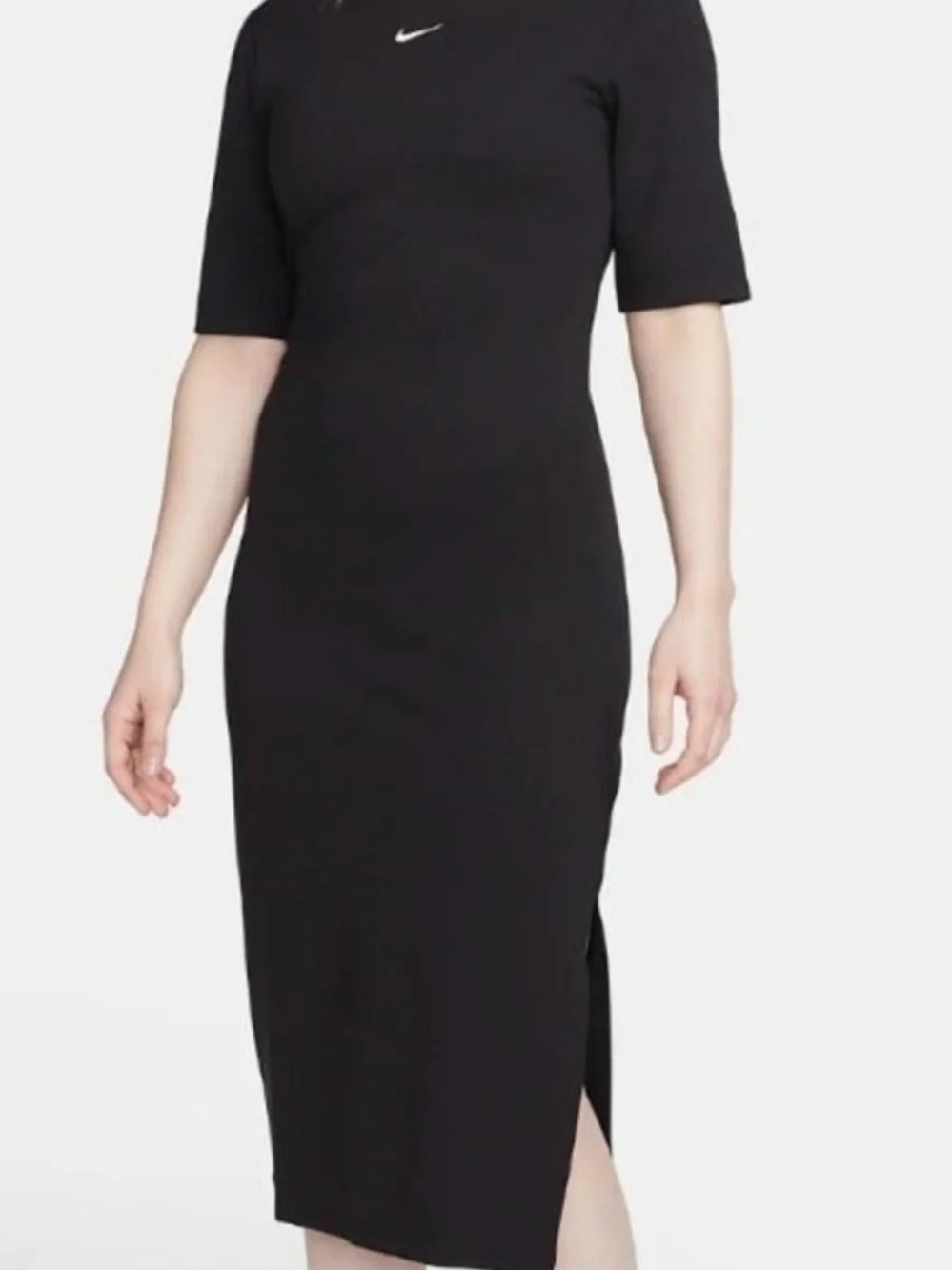 Nike Black Slim Midi Dress with Short Sleeves Size M